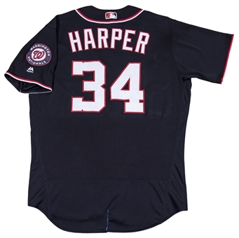 2016 Bryce Harper Game Used Washington Nationals Season-Worn "Lucky" Navy Alternate Jersey Photo Matched To 12 Games Including Career Home Run #108 (Sports Investors Authentication)